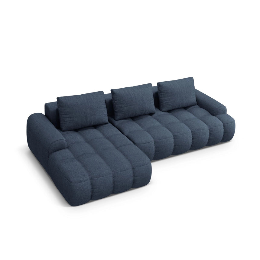 Linz 3-Sitzer Ecksofa mit Schlaffunktion, Linke Seite, aus Strukturierter Stoff in Dunkelblau (Sorella 77), 275x142 cm von Cosmopolitan Design – Bild 5