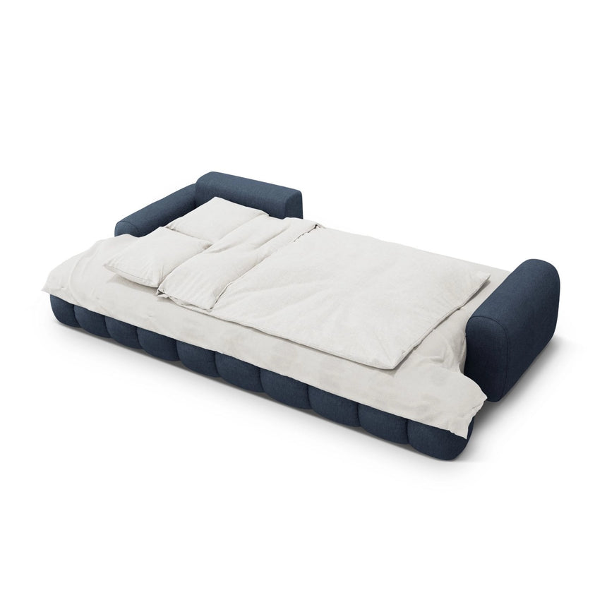Linz 3-Sitzer Ecksofa mit Schlaffunktion, Linke Seite, aus Strukturierter Stoff in Dunkelblau (Sorella 77), 275x142 cm von Cosmopolitan Design – Bild 6