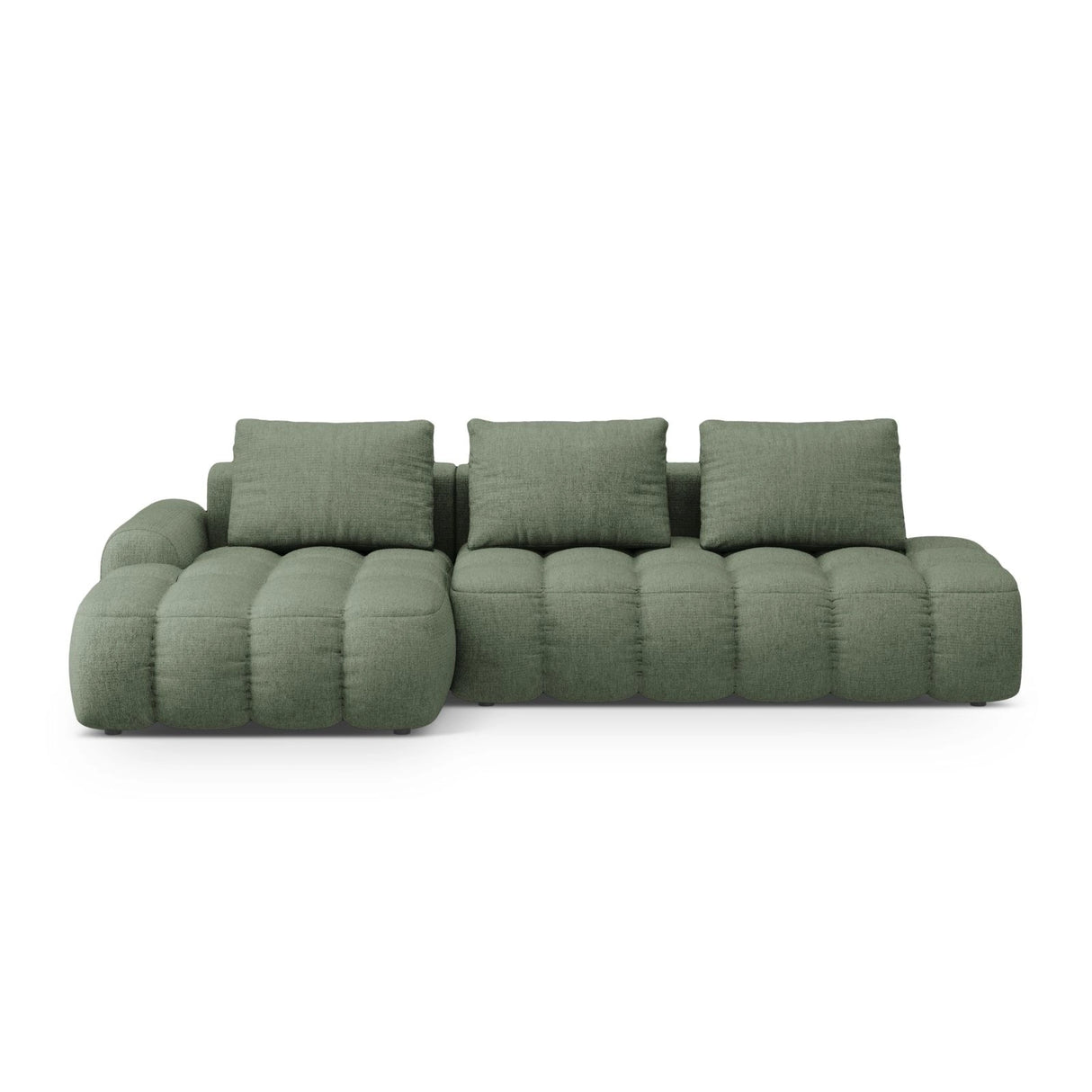Linz 3-Sitzer Ecksofa mit Schlaffunktion, Linke Seite, aus Strukturierter Stoff in Dunkles olivgrün (Sorella 34), 275x142 cm von Cosmopolitan Design – Bild 1