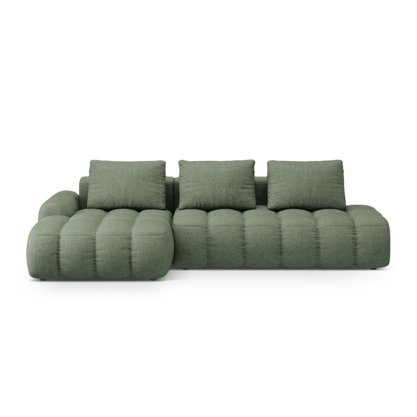 Linz 3-Sitzer Ecksofa mit Schlaffunktion, Linke Seite, aus Strukturierter Stoff in Dunkles olivgrün (Sorella 34), 275x142 cm von Cosmopolitan Design – Bild 1