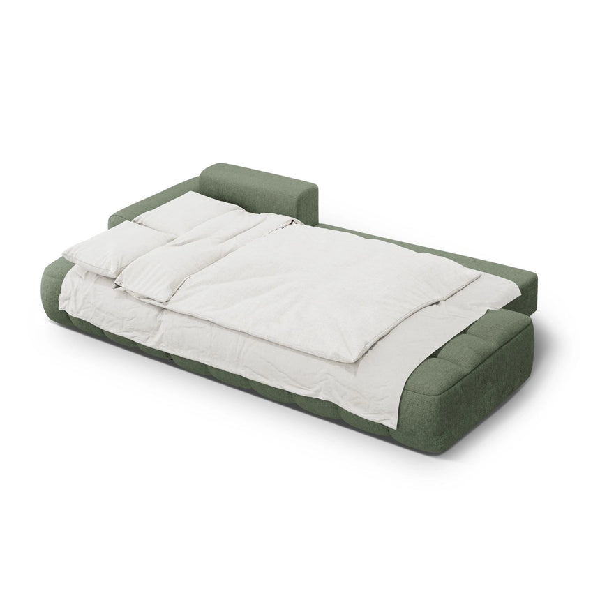 Linz 3-Sitzer Ecksofa mit Schlaffunktion, Linke Seite, aus Strukturierter Stoff in Dunkles olivgrün (Sorella 34), 275x142 cm von Cosmopolitan Design – Bild 6