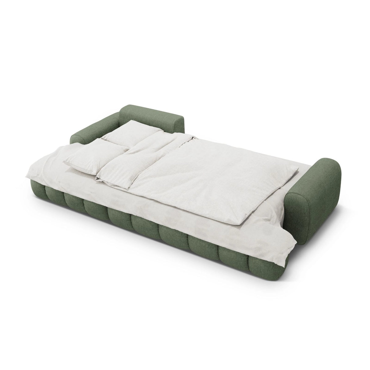 Linz 3-Sitzer Ecksofa mit Schlaffunktion, Linke Seite, aus Strukturierter Stoff in Dunkles olivgrün (Sorella 34), 275x142 cm von Cosmopolitan Design – Bild 6