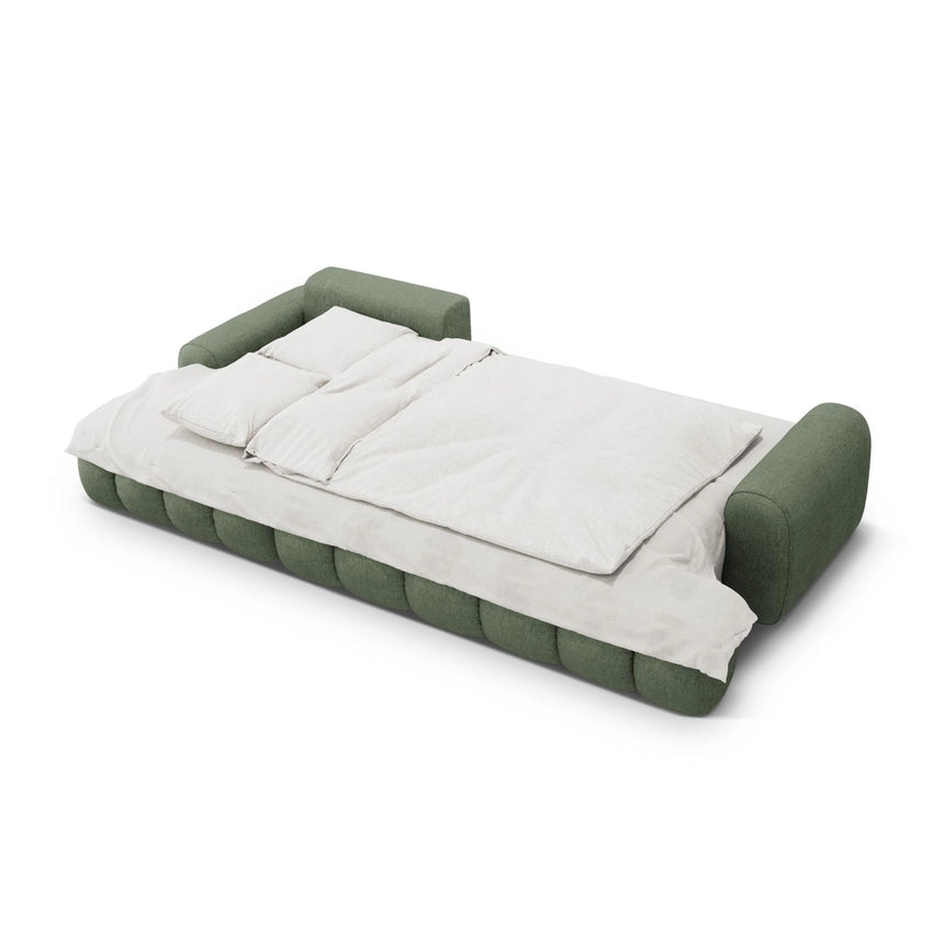 Linz 3-Sitzer Ecksofa mit Schlaffunktion, Linke Seite, aus Strukturierter Stoff in Dunkles olivgrün (Sorella 34), 275x142 cm von Cosmopolitan Design – Bild 6