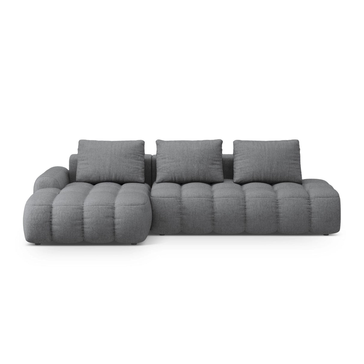 Linz 3-Sitzer Ecksofa mit Schlaffunktion, Linke Seite, aus Strukturierter Stoff in Grau (Sorella 89), 275x142 cm von Cosmopolitan Design – Bild 1