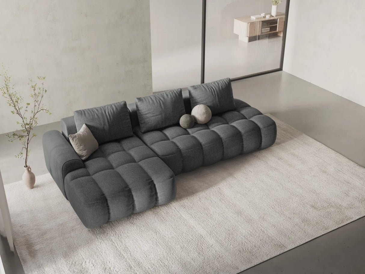 Linz 3-Sitzer Ecksofa mit Schlaffunktion, Linke Seite, aus Strukturierter Stoff in Grau (Sorella 89), 275x142 cm von Cosmopolitan Design – Bild 2