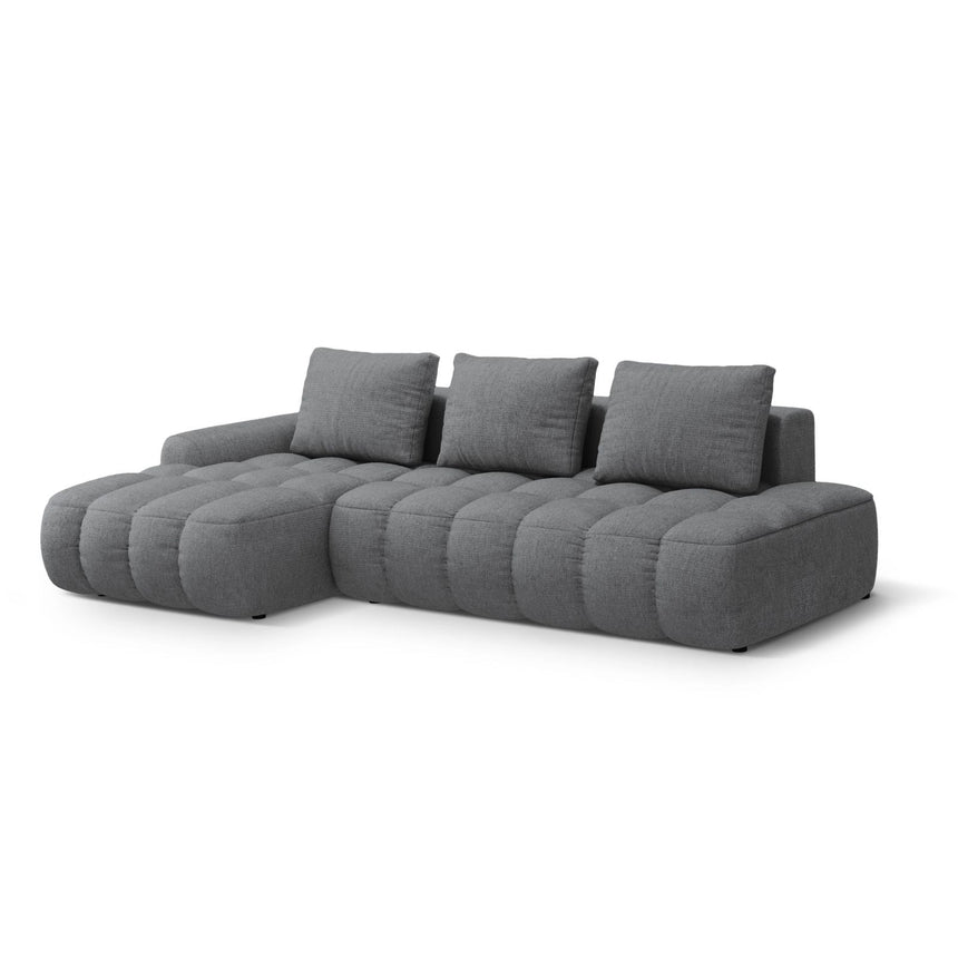 Linz 3-Sitzer Ecksofa mit Schlaffunktion, Linke Seite, aus Strukturierter Stoff in Grau (Sorella 89), 275x142 cm von Cosmopolitan Design – Bild 4