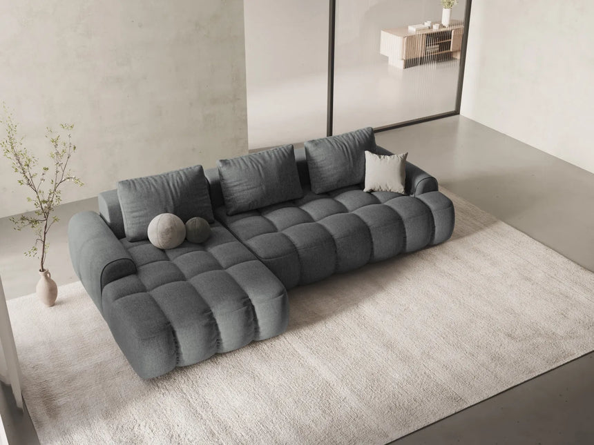 Linz 3-Sitzer Ecksofa mit Schlaffunktion, Linke Seite, aus Strukturierter Stoff in Grau (Sorella 89), 275x142 cm von Cosmopolitan Design – Bild 2