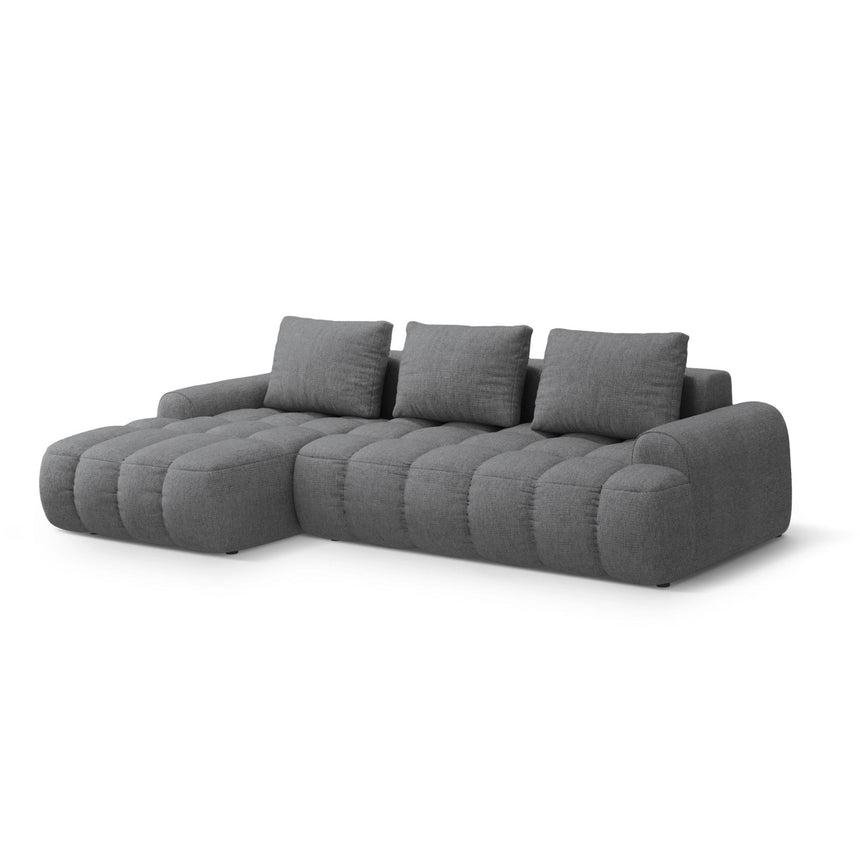 Linz 3-Sitzer Ecksofa mit Schlaffunktion, Linke Seite, aus Strukturierter Stoff in Grau (Sorella 89), 275x142 cm von Cosmopolitan Design – Bild 4