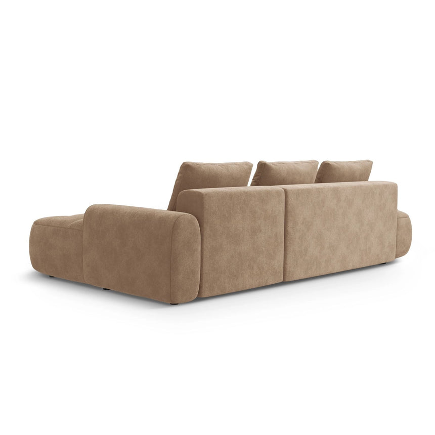 Linz 3-Sitzer Ecksofa mit Schlaffunktion, Rechte Seite, aus Samt in Dunkelbeige (Vogue 3), 275x142 cm von Cosmopolitan Design – Bild 7