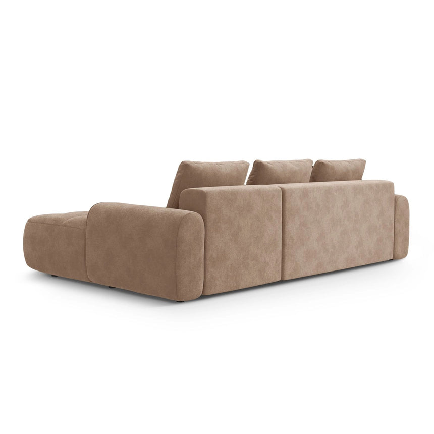 Linz 3-Sitzer Ecksofa mit Schlaffunktion, Rechte Seite, aus Samt in Dunkelbeige (Vogue 3), 275x142 cm von Cosmopolitan Design – Bild 7