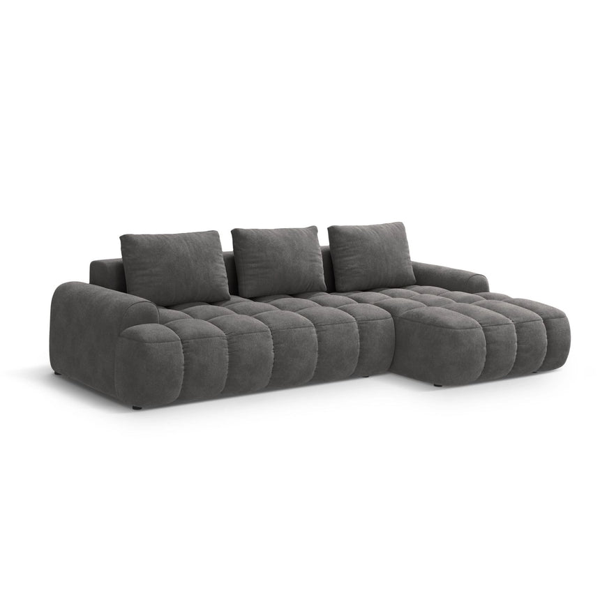 Linz 3-Sitzer Ecksofa mit Schlaffunktion, Rechte Seite, aus Samt in Grau (Vogue 15), 275x142 cm von Cosmopolitan Design – Bild 4
