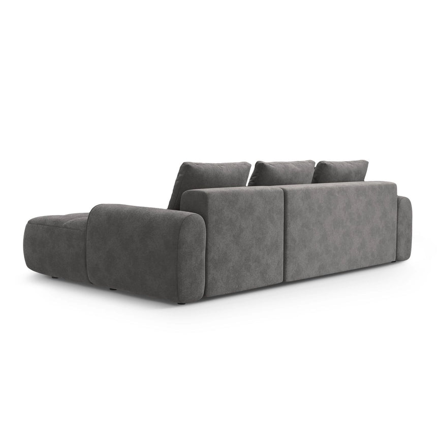 Linz 3-Sitzer Ecksofa mit Schlaffunktion, Rechte Seite, aus Samt in Grau (Vogue 15), 275x142 cm von Cosmopolitan Design – Bild 7