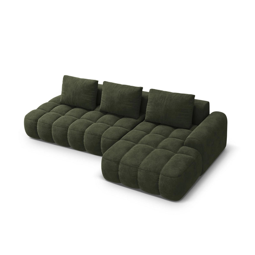Linz 3-Sitzer Ecksofa mit Schlaffunktion, Rechte Seite, aus Samt in Grün (Vogue 11), 275x142 cm von Cosmopolitan Design – Bild 5