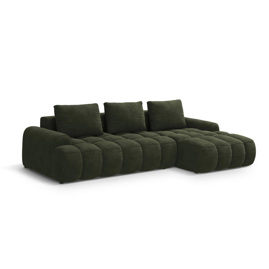 Linz 3-Sitzer Ecksofa mit Schlaffunktion, Rechte Seite, aus Samt in Grün (Vogue 11), 275x142 cm von Cosmopolitan Design – Bild 4