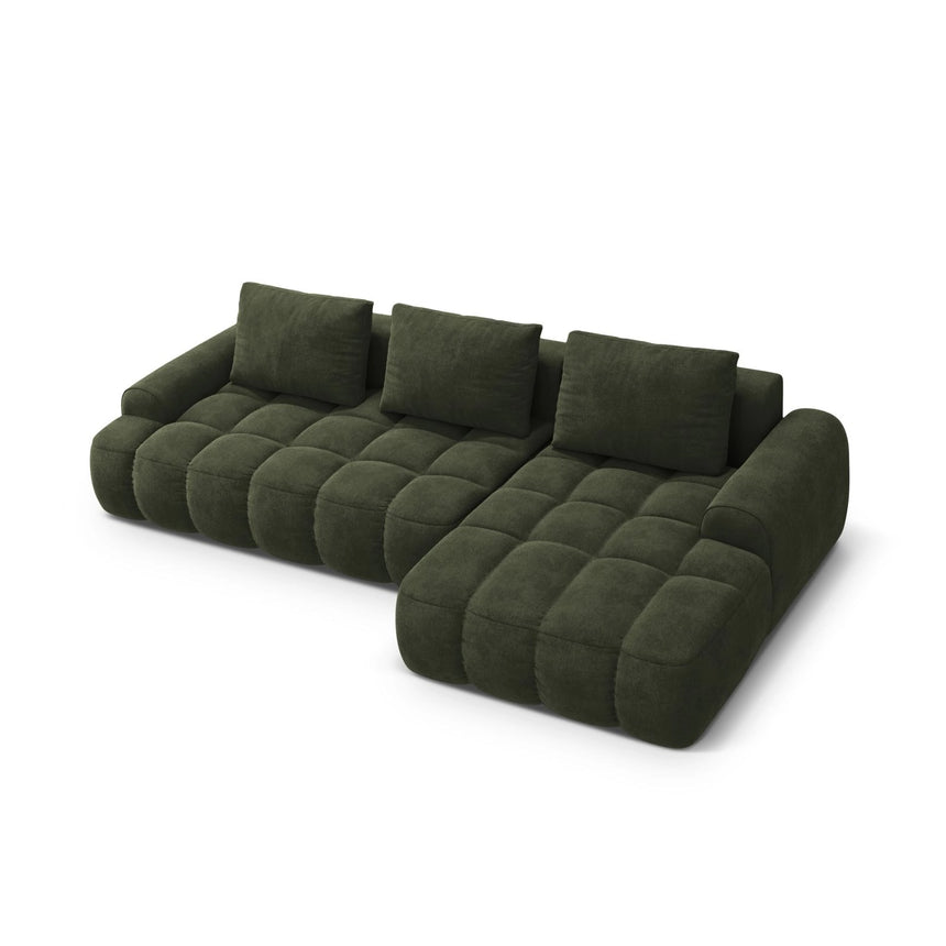 Linz 3-Sitzer Ecksofa mit Schlaffunktion, Rechte Seite, aus Samt in Grün (Vogue 11), 275x142 cm von Cosmopolitan Design – Bild 5