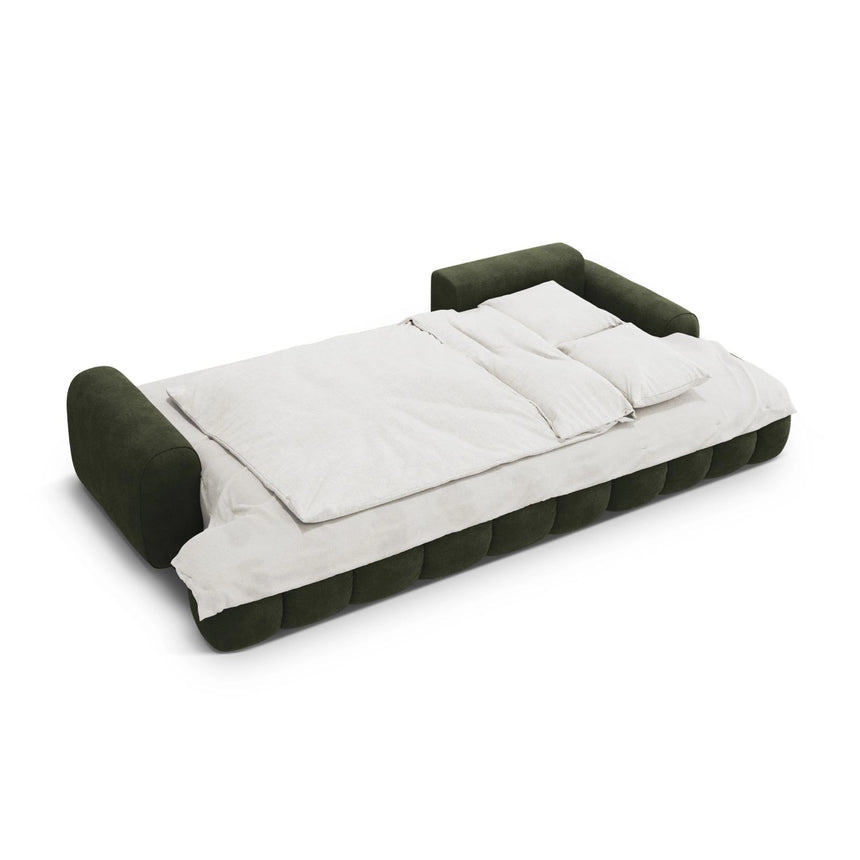 Linz 3-Sitzer Ecksofa mit Schlaffunktion, Rechte Seite, aus Samt in Grün (Vogue 11), 275x142 cm von Cosmopolitan Design – Bild 6
