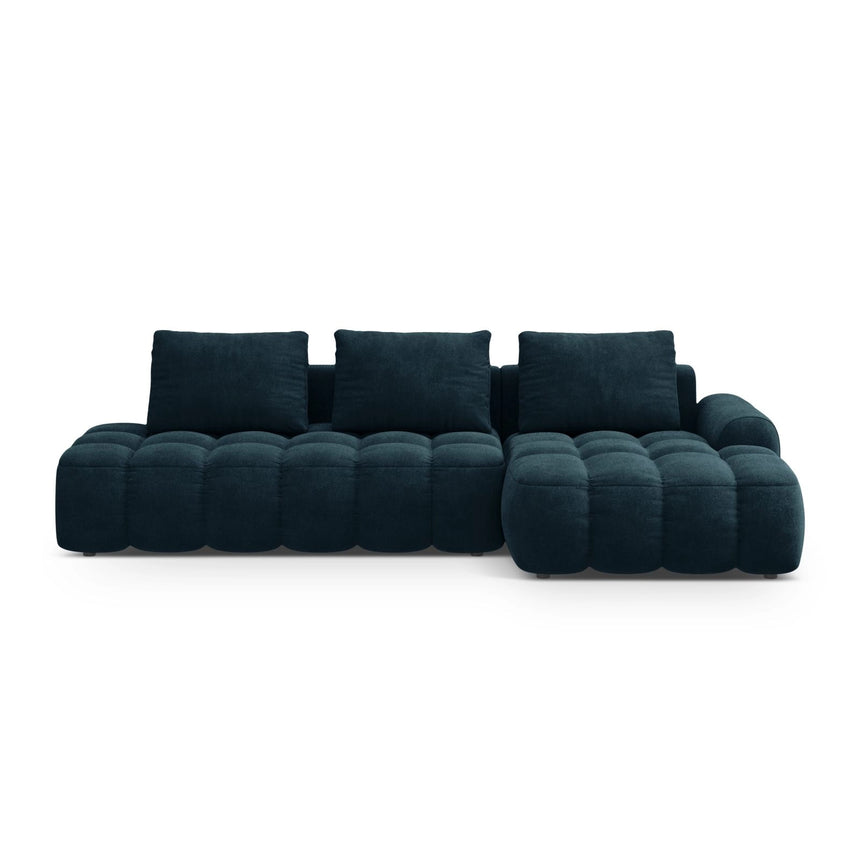 Linz 3-Sitzer Ecksofa mit Schlaffunktion, Rechte Seite, aus Samt in Tiefes Petrol (Vogue 13), 275x142 cm von Cosmopolitan Design – Bild 1