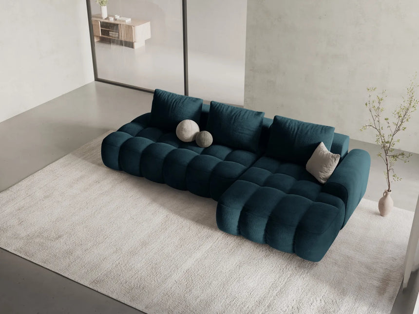 Linz 3-Sitzer Ecksofa mit Schlaffunktion, Rechte Seite, aus Samt in Tiefes Petrol (Vogue 13), 275x142 cm von Cosmopolitan Design – Bild 2