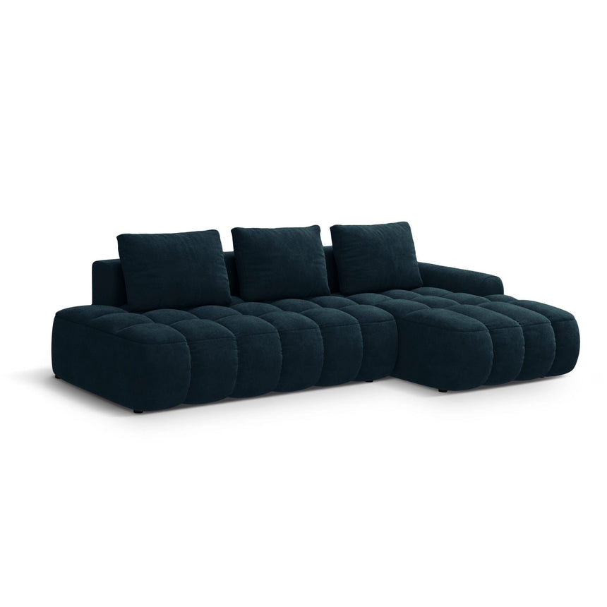 Linz 3-Sitzer Ecksofa mit Schlaffunktion, Rechte Seite, aus Samt in Tiefes Petrol (Vogue 13), 275x142 cm von Cosmopolitan Design – Bild 4