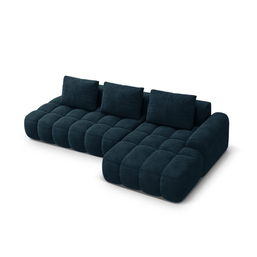 Linz 3-Sitzer Ecksofa mit Schlaffunktion, Rechte Seite, aus Samt in Tiefes Petrol (Vogue 13), 275x142 cm von Cosmopolitan Design – Bild 5