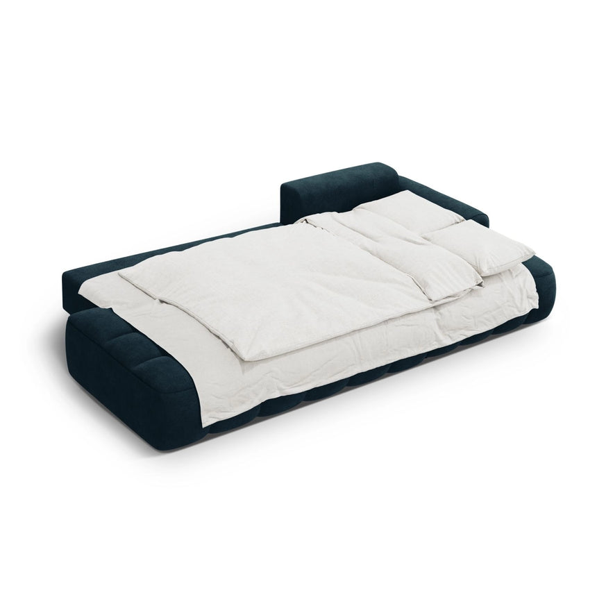 Linz 3-Sitzer Ecksofa mit Schlaffunktion, Rechte Seite, aus Samt in Tiefes Petrol (Vogue 13), 275x142 cm von Cosmopolitan Design – Bild 6