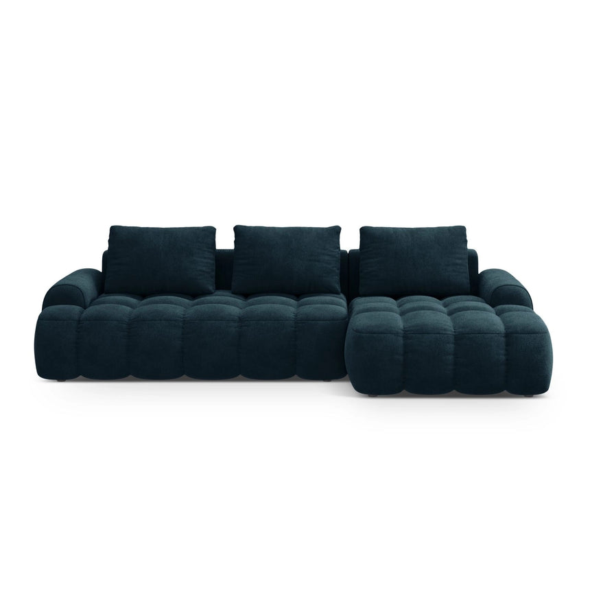 Linz 3-Sitzer Ecksofa mit Schlaffunktion, Rechte Seite, aus Samt in Tiefes Petrol (Vogue 13), 275x142 cm von Cosmopolitan Design – Bild 1