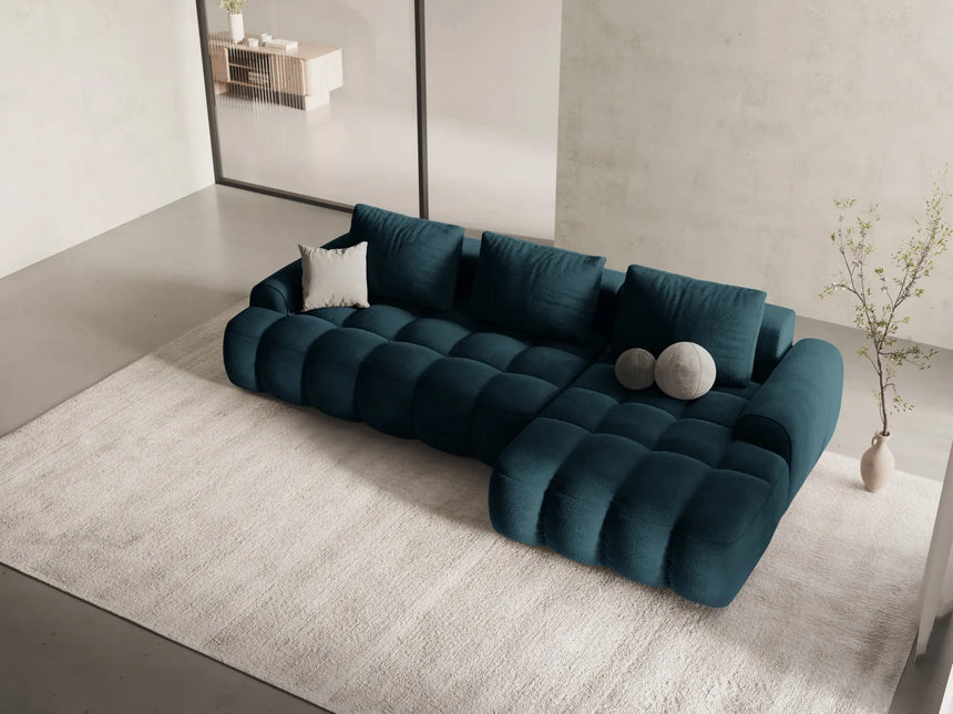Linz 3-Sitzer Ecksofa mit Schlaffunktion, Rechte Seite, aus Samt in Tiefes Petrol (Vogue 13), 275x142 cm von Cosmopolitan Design – Bild 2
