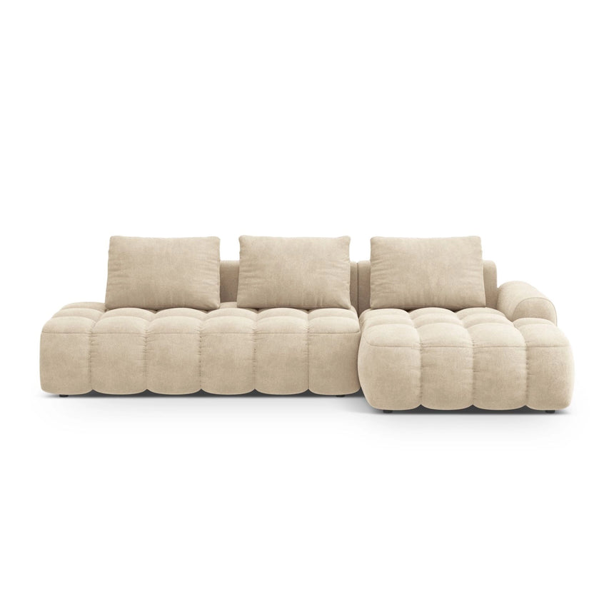 Linz 3-Sitzer Ecksofa mit Schlaffunktion, Rechte Seite, aus Samt oder Strukturstoff, 275x142 cm von Cosmopolitan Design – Bild 1
