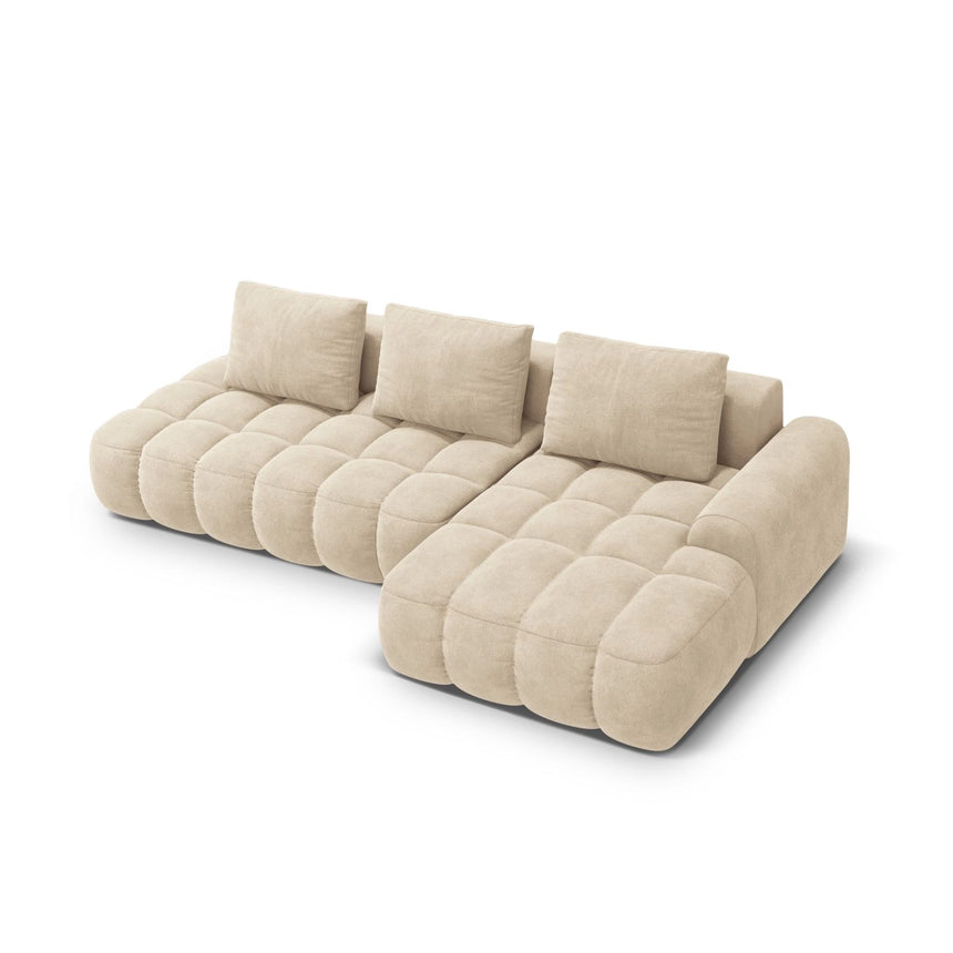 Linz 3-Sitzer Ecksofa mit Schlaffunktion, Rechte Seite, aus Samt oder Strukturstoff, 275x142 cm von Cosmopolitan Design – Bild 5