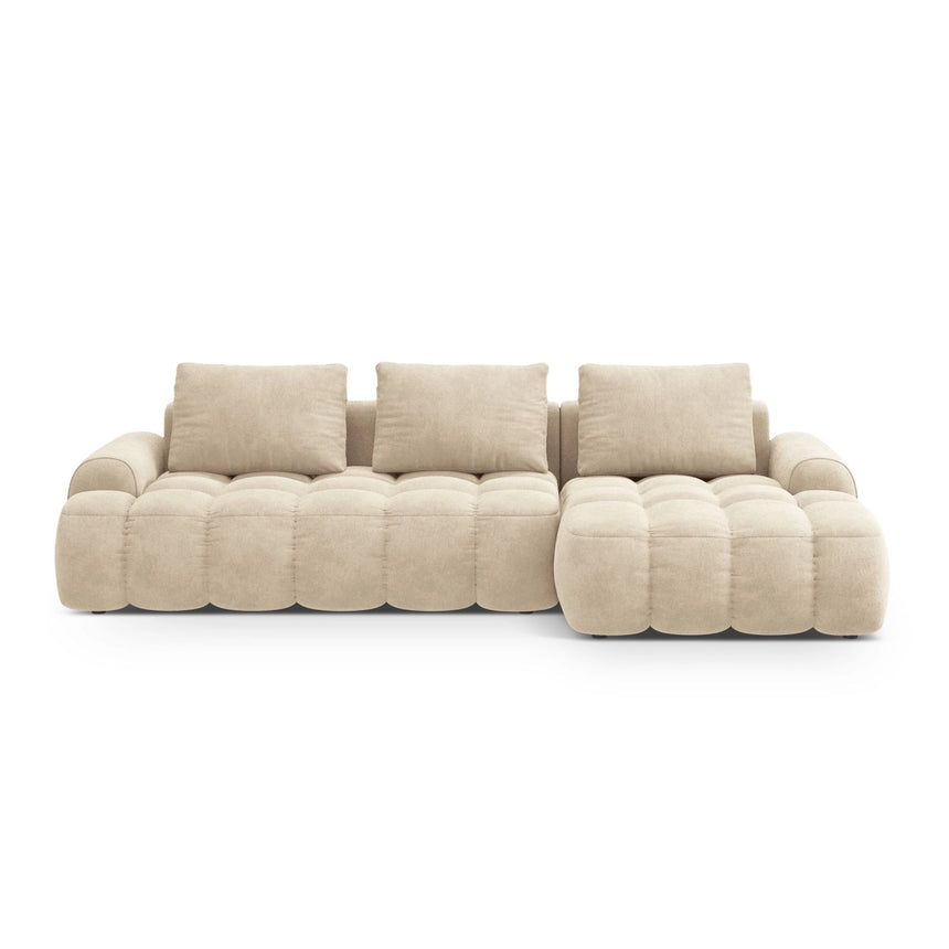 Linz 3-Sitzer Ecksofa mit Schlaffunktion, Rechte Seite, aus Samt oder Strukturstoff, 275x142 cm von Cosmopolitan Design – Bild 1