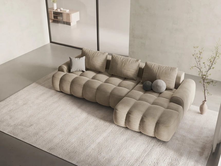 Linz 3-Sitzer Ecksofa mit Schlaffunktion, Rechte Seite, aus Samt oder Strukturstoff, 275x142 cm von Cosmopolitan Design – Bild 2