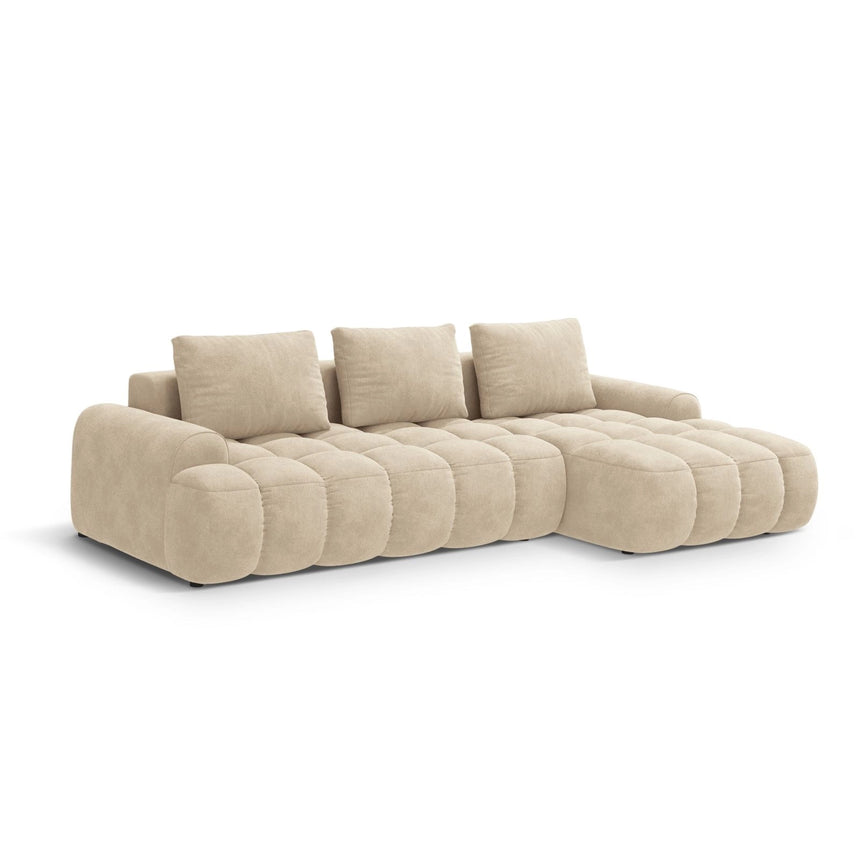 Linz 3-Sitzer Ecksofa mit Schlaffunktion, Rechte Seite, aus Samt oder Strukturstoff, 275x142 cm von Cosmopolitan Design – Bild 4