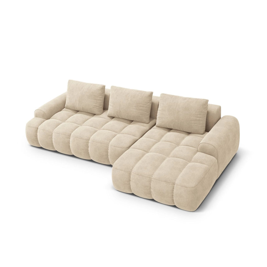Linz 3-Sitzer Ecksofa mit Schlaffunktion, Rechte Seite, aus Samt oder Strukturstoff, 275x142 cm von Cosmopolitan Design – Bild 5