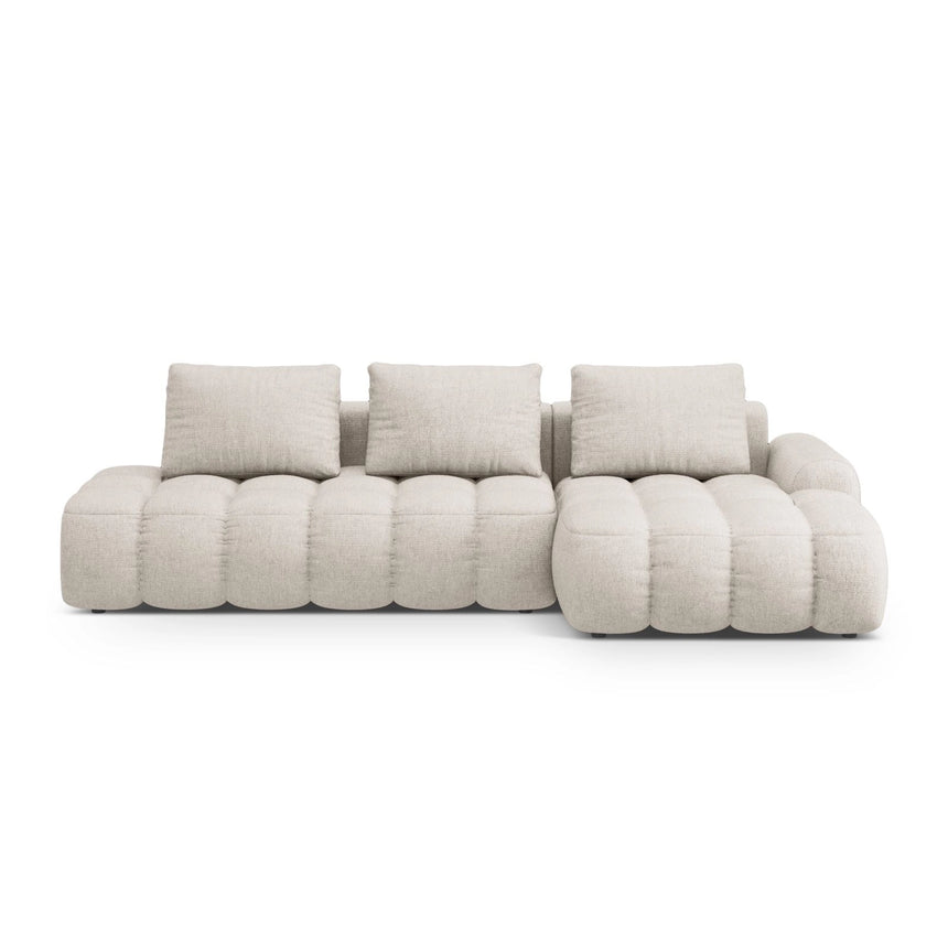 Linz 3-Sitzer Ecksofa mit Schlaffunktion, Rechte Seite, aus Strukturierter Stoff in Beige (Sorella 03), 275x142 cm von Cosmopolitan Design – Bild 1