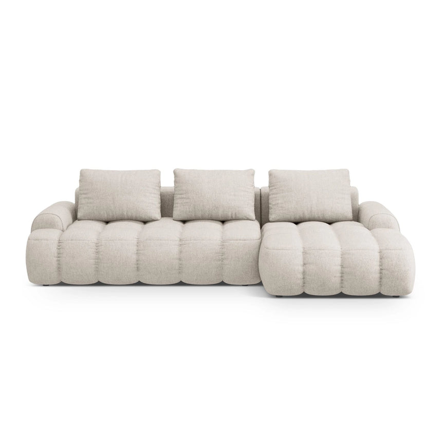 Linz 3-Sitzer Ecksofa mit Schlaffunktion, Rechte Seite, aus Strukturierter Stoff in Beige (Sorella 03), 275x142 cm von Cosmopolitan Design – Bild 1