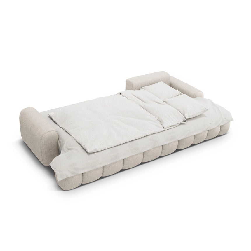 Linz 3-Sitzer Ecksofa mit Schlaffunktion, Rechte Seite, aus Strukturierter Stoff in Beige (Sorella 03), 275x142 cm von Cosmopolitan Design – Bild 6