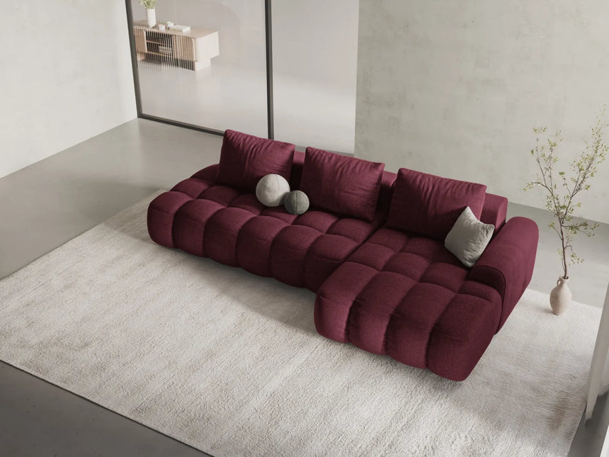 Linz 3-Sitzer Ecksofa mit Schlaffunktion, Rechte Seite, aus Strukturierter Stoff in Burgund (Sorella 59), 275x142 cm von Cosmopolitan Design – Bild 2