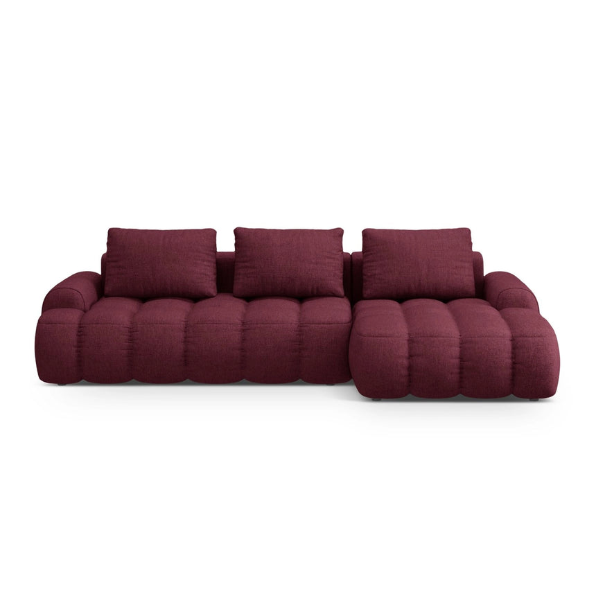 Linz 3-Sitzer Ecksofa mit Schlaffunktion, Rechte Seite, aus Strukturierter Stoff in Burgund (Sorella 59), 275x142 cm von Cosmopolitan Design – Bild 1