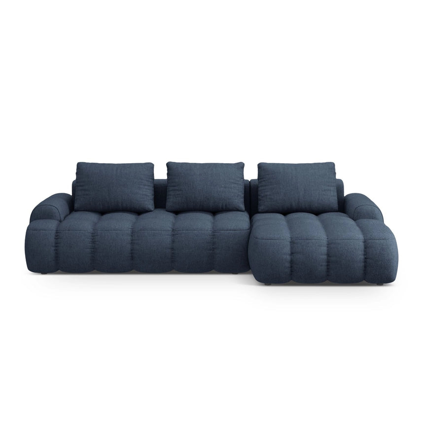 Linz 3-Sitzer Ecksofa mit Schlaffunktion, Rechte Seite, aus Strukturierter Stoff in Dunkelblau (Sorella 77), 275x142 cm von Cosmopolitan Design – Bild 1
