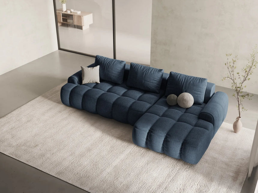 Linz 3-Sitzer Ecksofa mit Schlaffunktion, Rechte Seite, aus Strukturierter Stoff in Dunkelblau (Sorella 77), 275x142 cm von Cosmopolitan Design – Bild 2