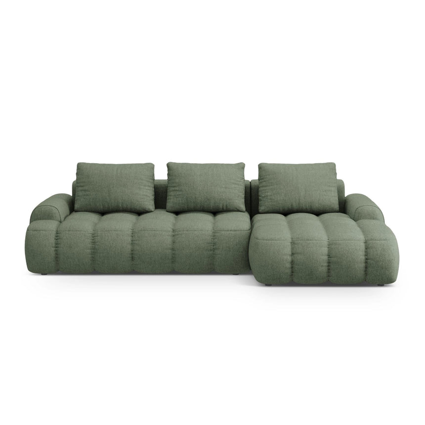 Linz 3-Sitzer Ecksofa mit Schlaffunktion, Rechte Seite, aus Strukturierter Stoff in Dunkles olivgrün (Sorella 34), 275x142 cm von Cosmopolitan Design – Bild 1