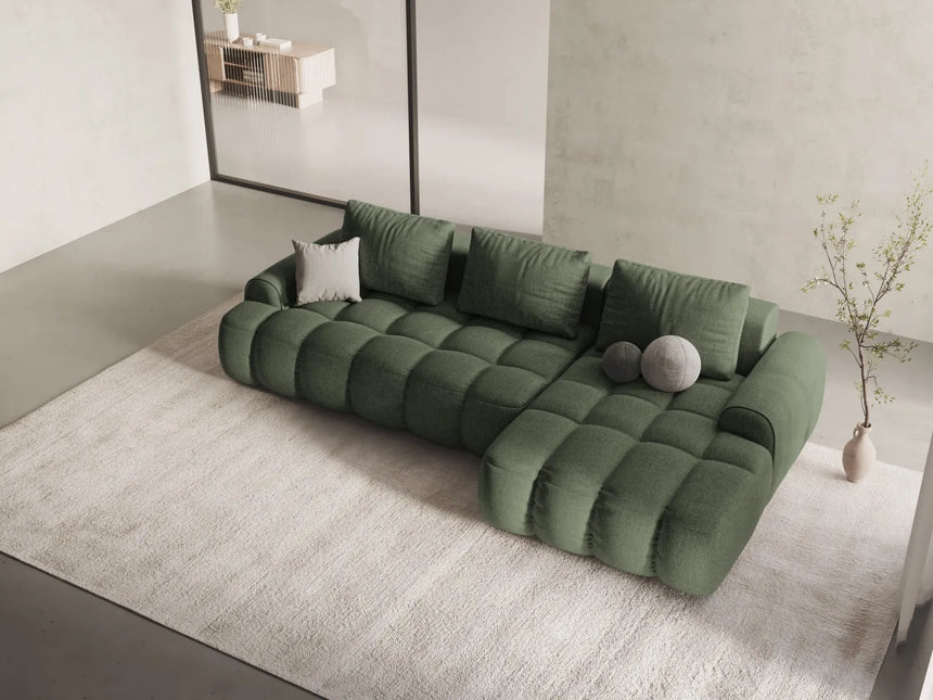 Linz 3-Sitzer Ecksofa mit Schlaffunktion, Rechte Seite, aus Strukturierter Stoff in Dunkles olivgrün (Sorella 34), 275x142 cm von Cosmopolitan Design – Bild 2