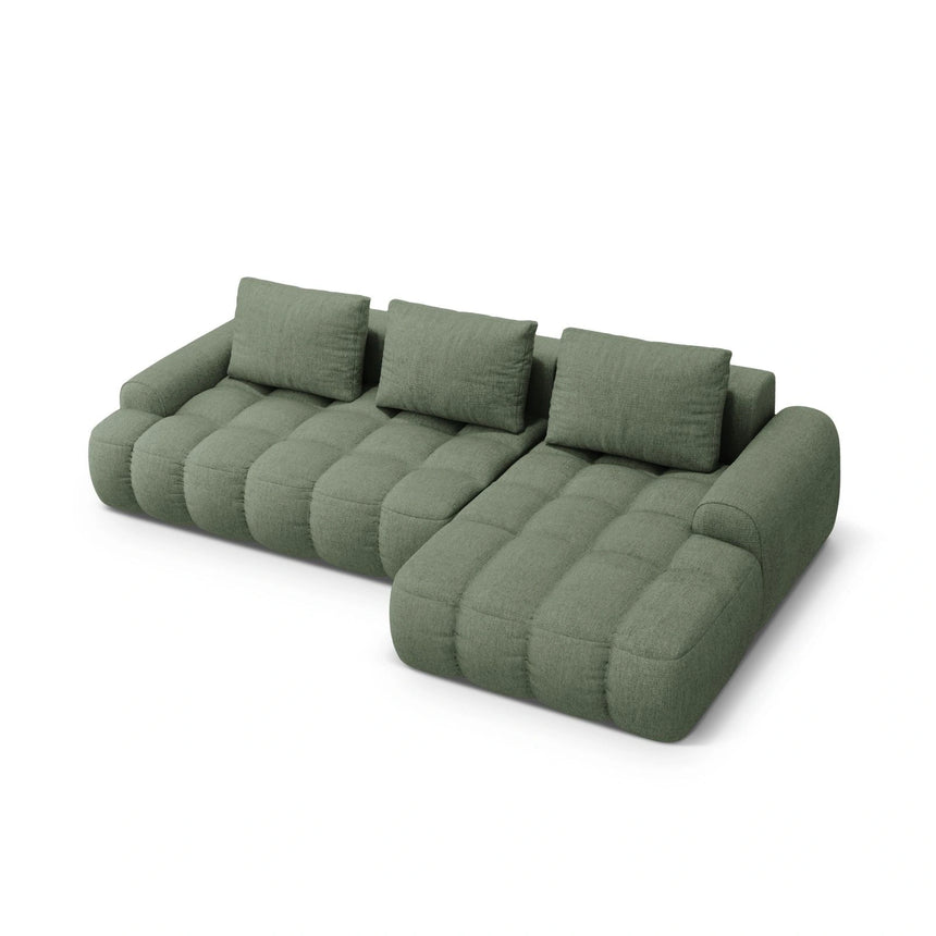 Linz 3-Sitzer Ecksofa mit Schlaffunktion, Rechte Seite, aus Strukturierter Stoff in Dunkles olivgrün (Sorella 34), 275x142 cm von Cosmopolitan Design – Bild 5