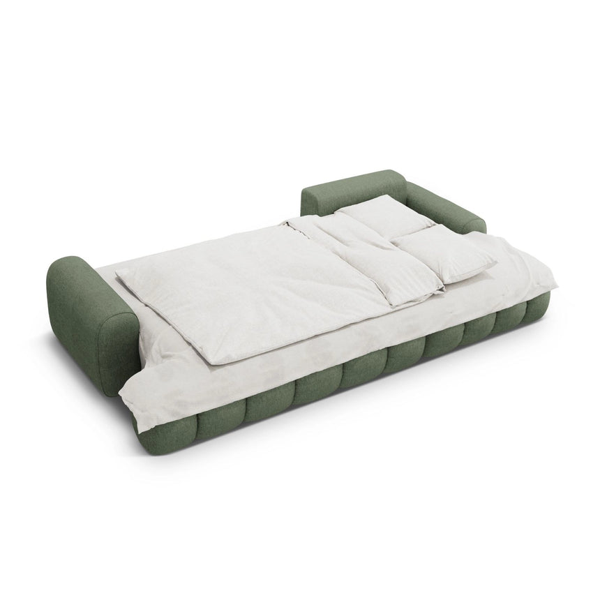 Linz 3-Sitzer Ecksofa mit Schlaffunktion, Rechte Seite, aus Strukturierter Stoff in Dunkles olivgrün (Sorella 34), 275x142 cm von Cosmopolitan Design – Bild 6