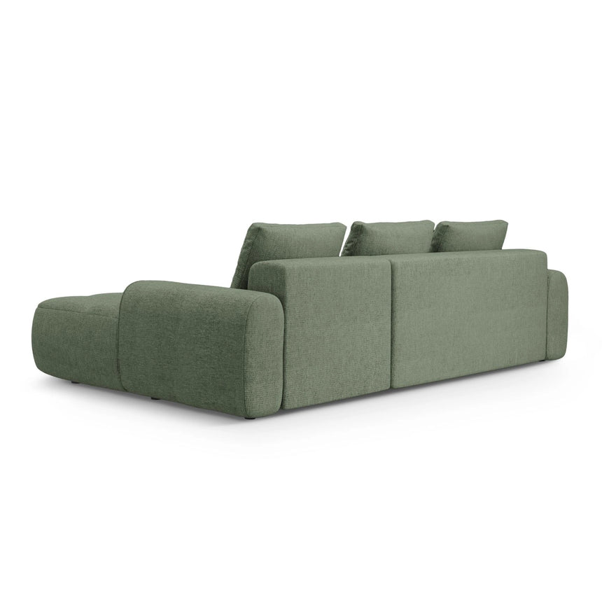 Linz 3-Sitzer Ecksofa mit Schlaffunktion, Rechte Seite, aus Strukturierter Stoff in Dunkles olivgrün (Sorella 34), 275x142 cm von Cosmopolitan Design – Bild 7