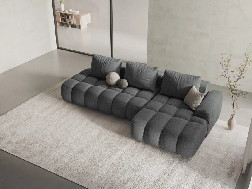 Linz 3-Sitzer Ecksofa mit Schlaffunktion, Rechte Seite, aus Strukturierter Stoff in Grau (Sorella 89), 275x142 cm von Cosmopolitan Design – Bild 2