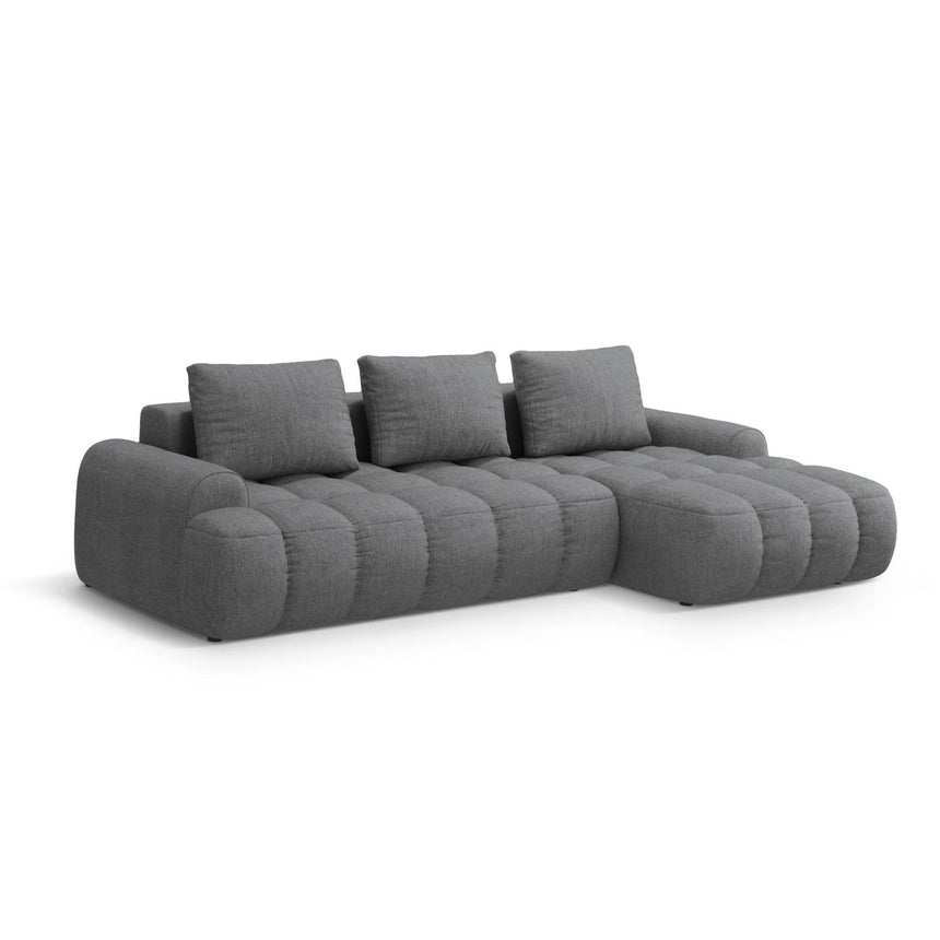 Linz 3-Sitzer Ecksofa mit Schlaffunktion, Rechte Seite, aus Strukturierter Stoff in Grau (Sorella 89), 275x142 cm von Cosmopolitan Design – Bild 4