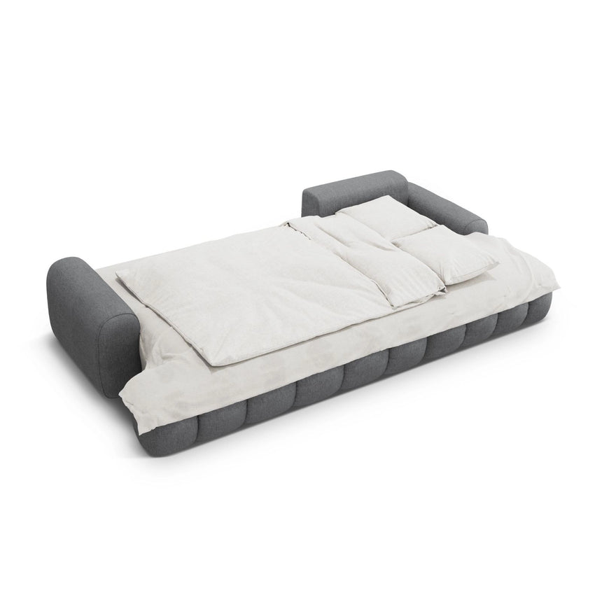 Linz 3-Sitzer Ecksofa mit Schlaffunktion, Rechte Seite, aus Strukturierter Stoff in Grau (Sorella 89), 275x142 cm von Cosmopolitan Design – Bild 6