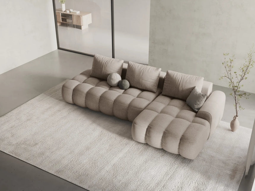 Linz 3-Sitzer Ecksofa mit Schlaffunktion, Rechte Seite, aus Strukturierter Stoff in Sand (Sorella 05), 275x142 cm von Cosmopolitan Design – Bild 2