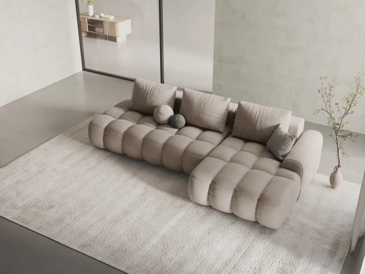 Linz 3-Sitzer Ecksofa mit Schlaffunktion, Rechte Seite, aus Strukturierter Stoff in Sand (Sorella 05), 275x142 cm von Cosmopolitan Design – Bild 2